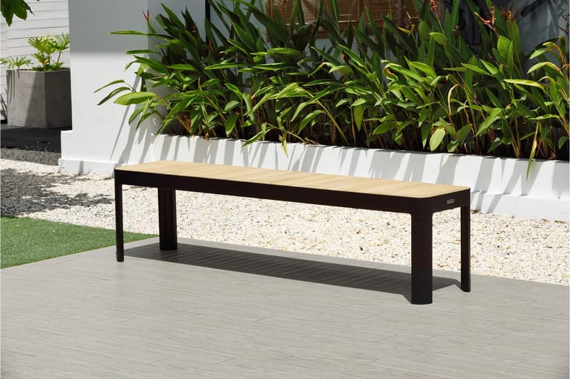 Portals Utebänk 182 cm - Svart/Trä - Utemöbler - Utesoffor & bänkar - Trädgårdsbänkar