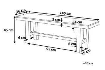 Scania Trädgårdsbänk 140 cm - Brun/Vit - Utemöbler - Utesoffor & bänkar - Trädgårdsbänkar