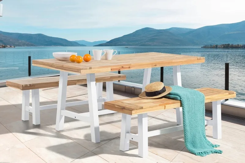 Scania Trädgårdsbänk 140 cm - Brun/Vit - Utemöbler - Utesoffor & bänkar - Trädgårdsbänkar