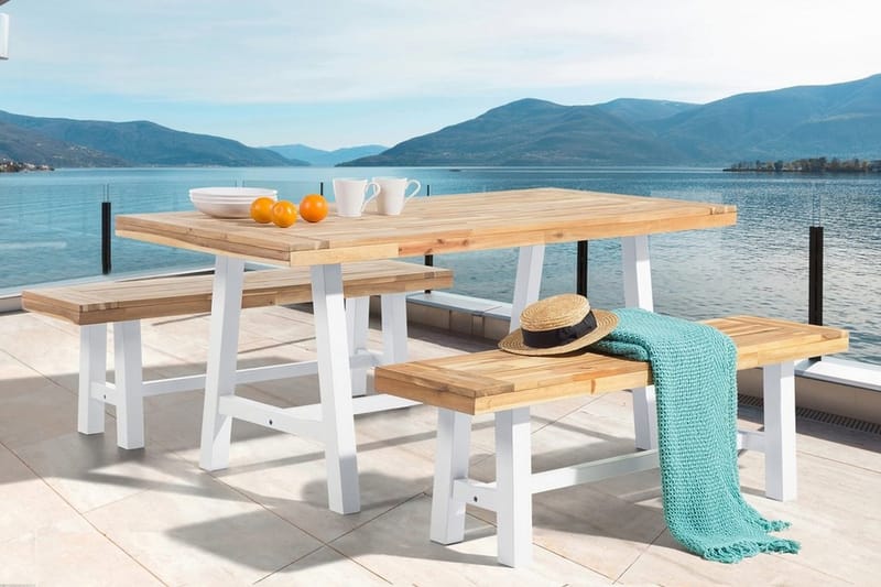 Scania Trädgårdsbänk 140 cm - Brun/Vit - Utemöbler - Utesoffor & bänkar - Trädgårdsbänkar