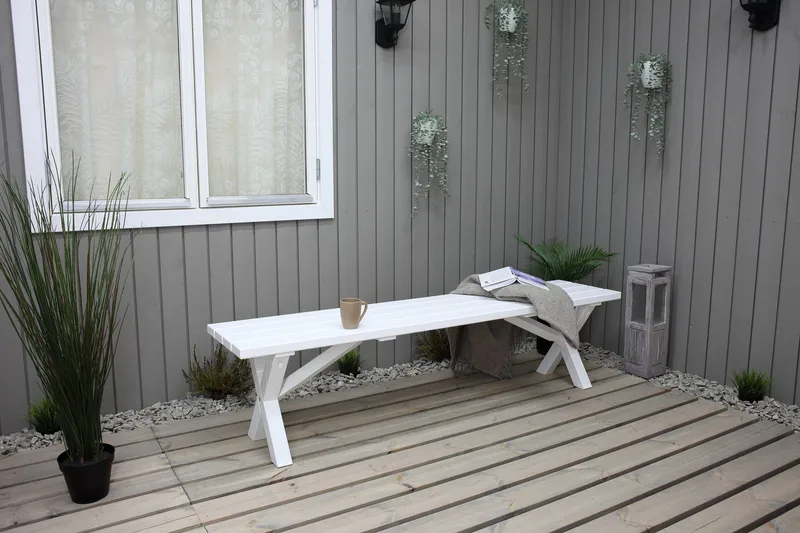 Scottsdale Bänk Utomhus 180 cm Vit - KWA - Utemöbler - Utesoffor & bänkar - Trädgårdsbänkar