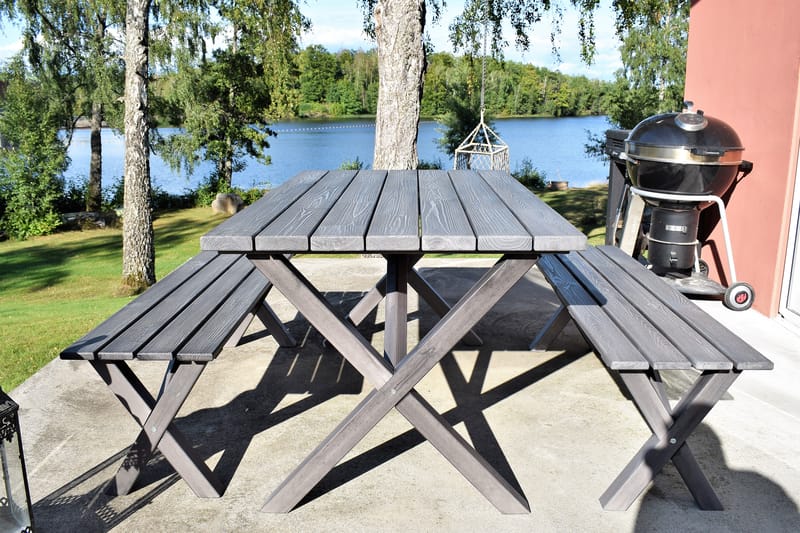SCOTTSDALE Bord 150 cm + 2 Bänkar 140 cm Shabby Chic - KWA - Utemöbler - Utesoffor & bänkar - Trädgårdsbänkar