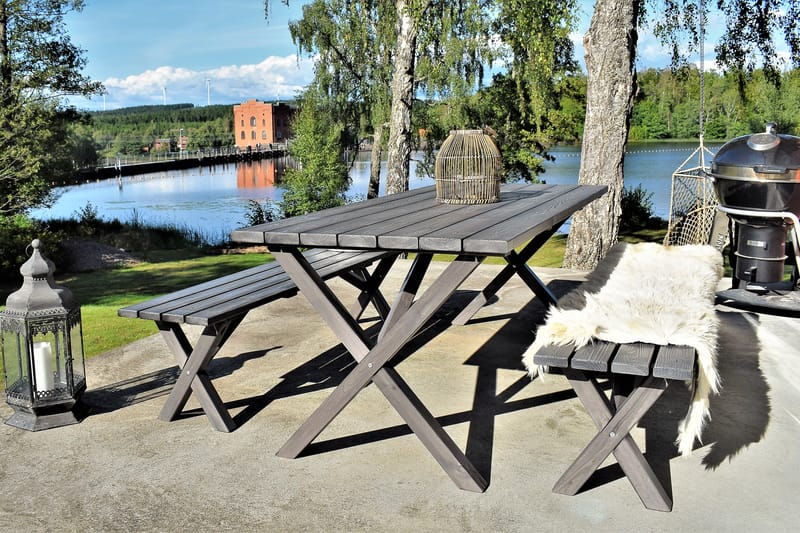 SCOTTSDALE Fasta Bord 190 + 2 Bänkar 180 Shabby Chic - KWA - Utemöbler - Utesoffor & bänkar - Trädgårdsbänkar