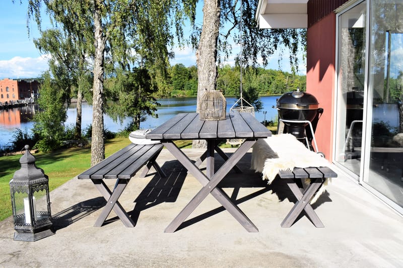 SCOTTSDALE Fasta Bord 190 + 2 Bänkar 180 Shabby Chic - KWA - Utemöbler - Utesoffor & bänkar - Trädgårdsbänkar
