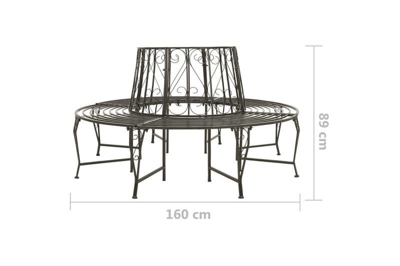 TrädBänk Utomhus 160 cm stål - Grå - Utemöbler - Utesoffor & bänkar - Trädgårdsbänkar