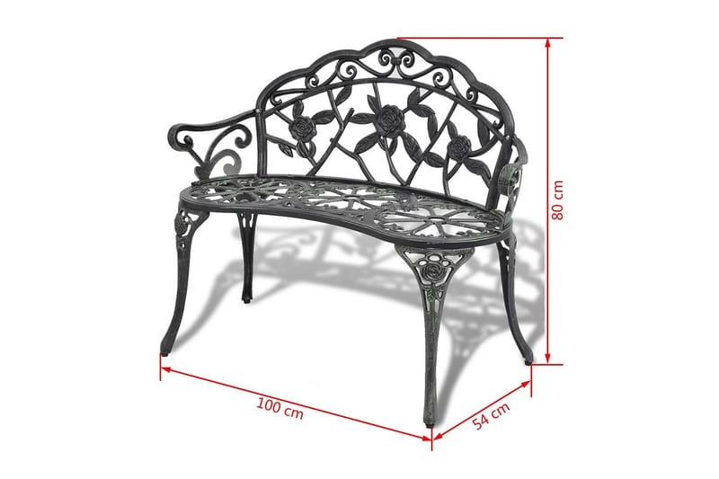 Trädgårdsbänk 100 cm gjuten aluminium grön - Grön - Utemöbler - Utesoffor & bänkar - Trädgårdsbänkar