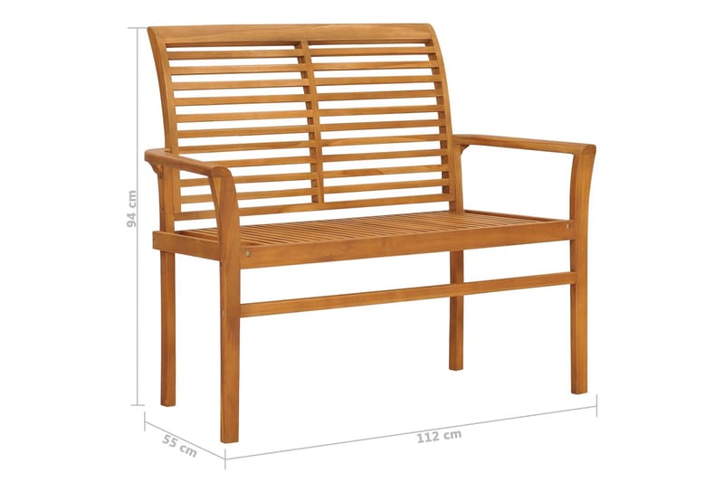 Trädgårdsbänk 112 cm massiv teak - Brun - Utemöbler - Utesoffor & bänkar - Trädgårdsbänkar