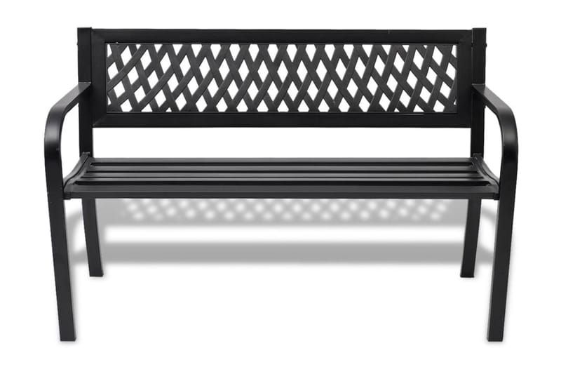 Trädgårdsbänk 118 cm stål svart - Svart - Utemöbler - Utesoffor & bänkar - Trädgårdsbänkar