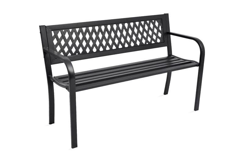 Trädgårdsbänk 118 cm stål svart - Svart - Utemöbler - Utesoffor & bänkar - Trädgårdsbänkar