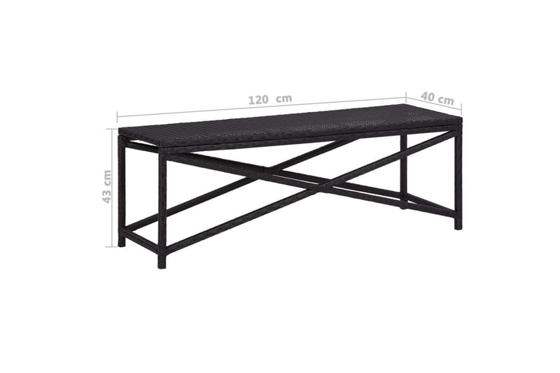Trädgårdsbänk 120 cm konstrotting svart - Svart - Utemöbler - Utesoffor & bänkar - Trädgårdsbänkar