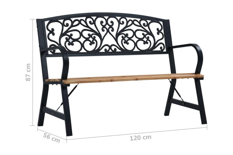 Trädgårdsbänk 120 cm trä - Svart - Utemöbler - Utesoffor & bänkar - Trädgårdsbänkar