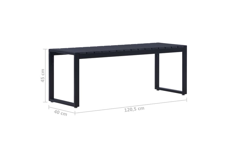 Trädgårdsbänk 120,5 cm PS-skiva svart - Svart - Utemöbler - Utesoffor & bänkar - Trädgårdsbänkar