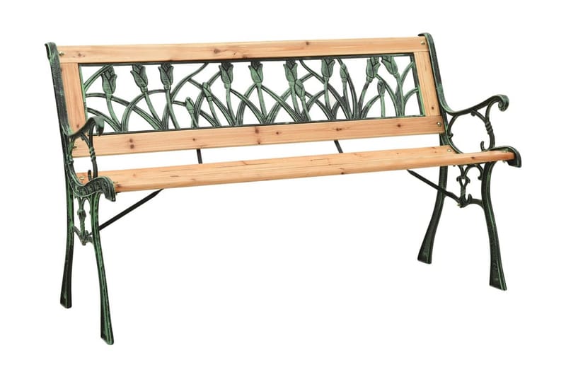 Trädgårdsbänk 122 cm gjutjärn och massivt granträ - Brun - Utemöbler - Utesoffor & bänkar - Trädgårdsbänkar