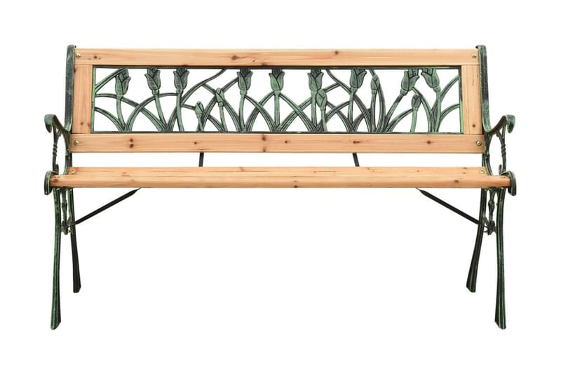 Trädgårdsbänk 122 cm gjutjärn och massivt granträ - Brun - Trädgårdsbänkar