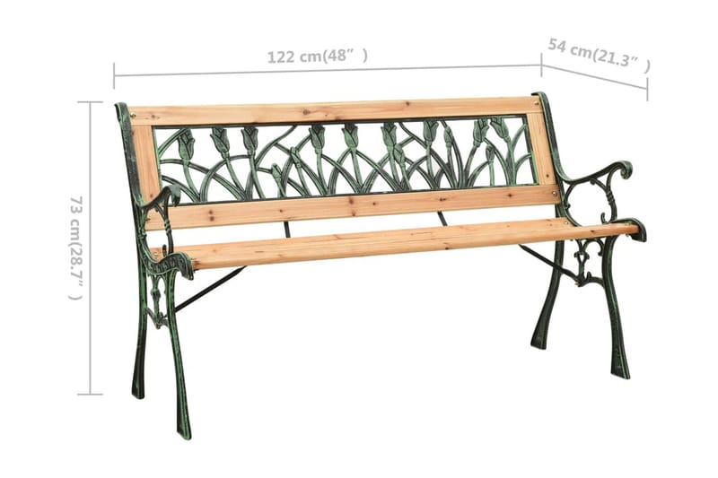 Trädgårdsbänk 122 cm gjutjärn och massivt granträ - Brun - Trädgårdsbänkar