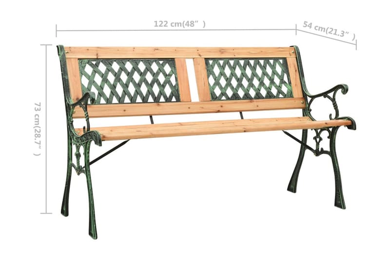 Trädgårdsbänk 122 cm gjutjärn och massivt granträ - Brun - Utemöbler - Utesoffor & bänkar - Trädgårdsbänkar
