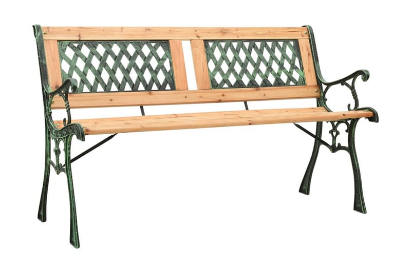 Trädgårdsbänk 122 cm gjutjärn och massivt granträ - Brun - Utemöbler - Utesoffor & bänkar - Trädgårdsbänkar