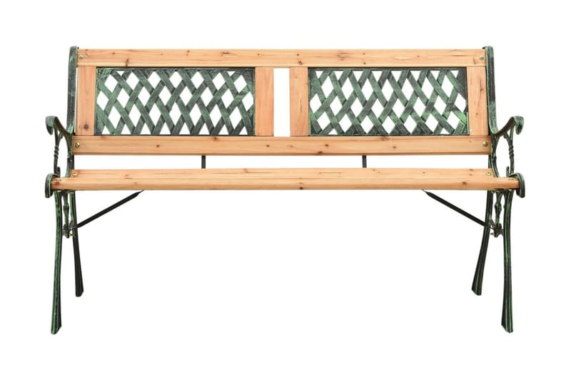 Trädgårdsbänk 122 cm gjutjärn och massivt granträ - Brun - Trädgårdsbänkar