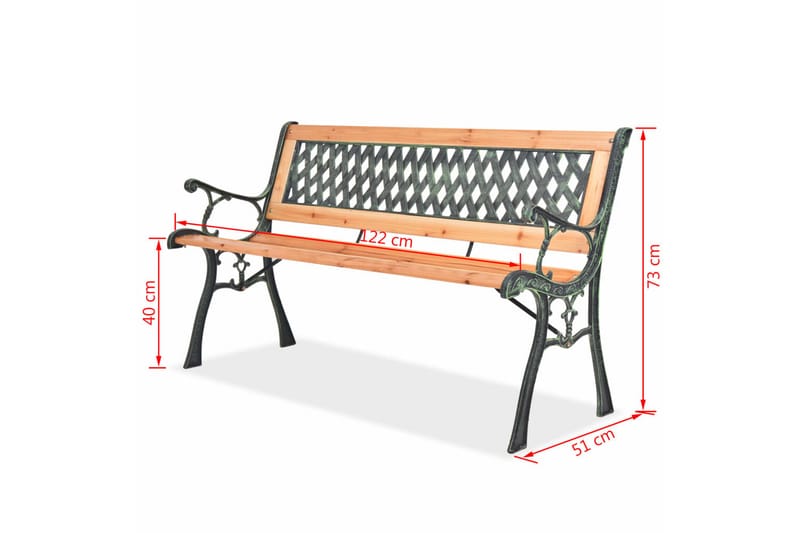 Trädgårdsbänk 122 cm trä - Brun - Trädgårdsbänkar