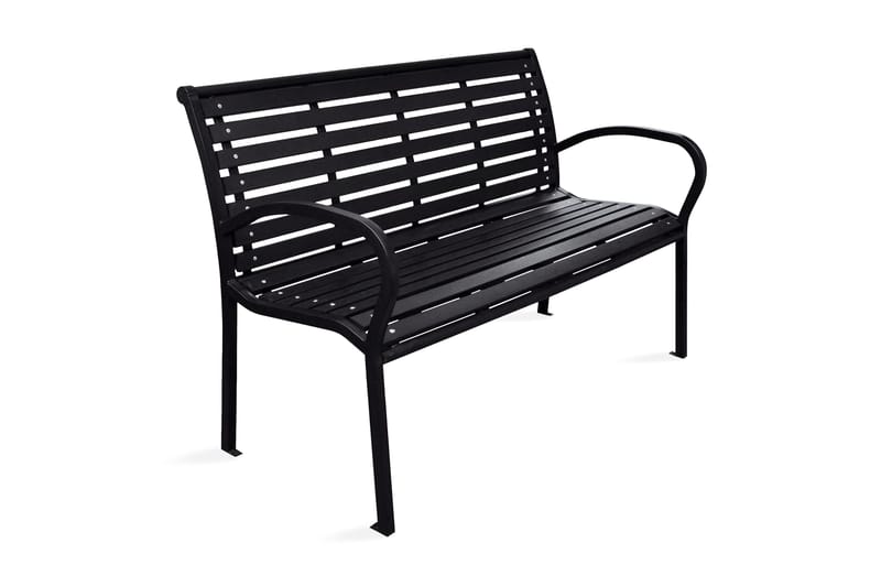 Trädgårdsbänk 125 cm stål och WPC svart - Svart - Utemöbler - Utesoffor & bänkar - Trädgårdsbänkar