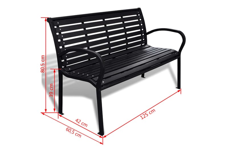 Trädgårdsbänk 125 cm stål och WPC svart - Svart - Utemöbler - Utesoffor & bänkar - Trädgårdsbänkar