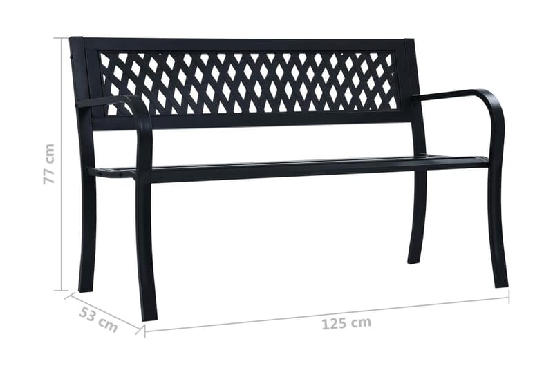 Trädgårdsbänk 125 cm svart stål - Svart - Trädgårdsbänkar