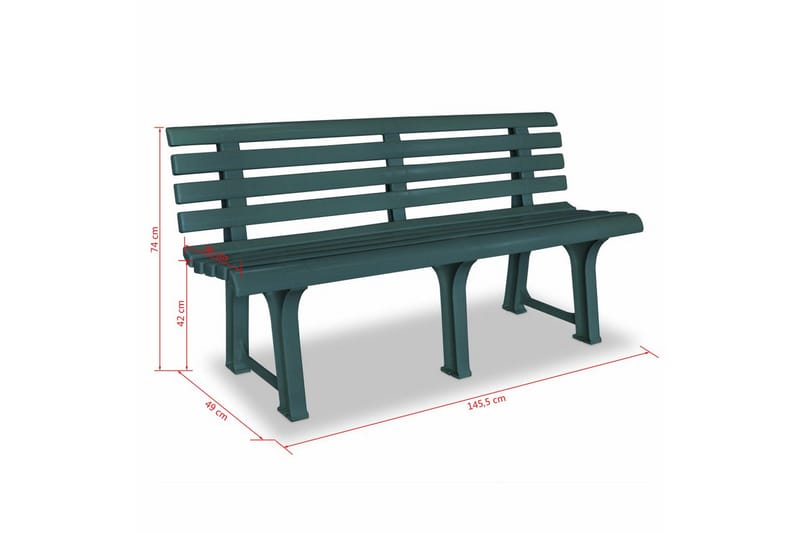 Trädgårdsbänk 145,5 cm plast grön - Grön - Utemöbler - Utesoffor & bänkar - Trädgårdsbänkar