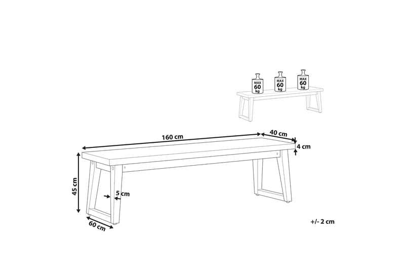 Trädgårdsbänk 160 cm grå ORIA - Grå - Utemöbler - Utesoffor & bänkar - Trädgårdsbänkar