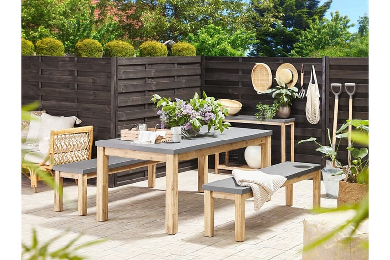 Trädgårdsbänk 160 cm gr�å OSTUNI - Grå - Utemöbler - Utesoffor & bänkar - Trädgårdsbänkar