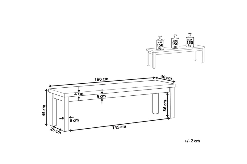 Trädgårdsbänk 160 cm grå OSTUNI - Grå - Utemöbler - Utesoffor & bänkar - Trädgårdsbänkar