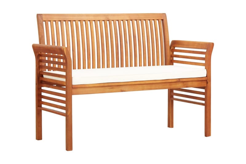 Trädgårdsbänk 2-sits med dyna 120 cm massivt akaciaträ - Brun - Utemöbler - Utesoffor & bänkar - Trädgårdsbänkar