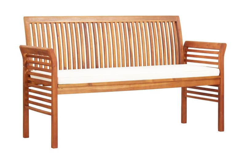 Trädgårdsbänk 3-sits med dyna 150 cm massivt akaciaträ - Brun - Utemöbler - Utesoffor & bänkar - Trädgårdsbänkar