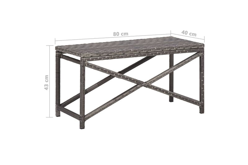 Trädgårdsbänk 80 cm konstrotting grå - Grå - Utemöbler - Utesoffor & bänkar - Trädgårdsbänkar