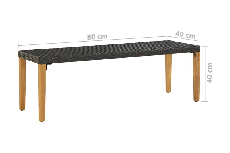 Trädgårdsbänk 80 cm konstrotting svart - Svart - Utemöbler - Utesoffor & bänkar - Trädgårdsbänkar