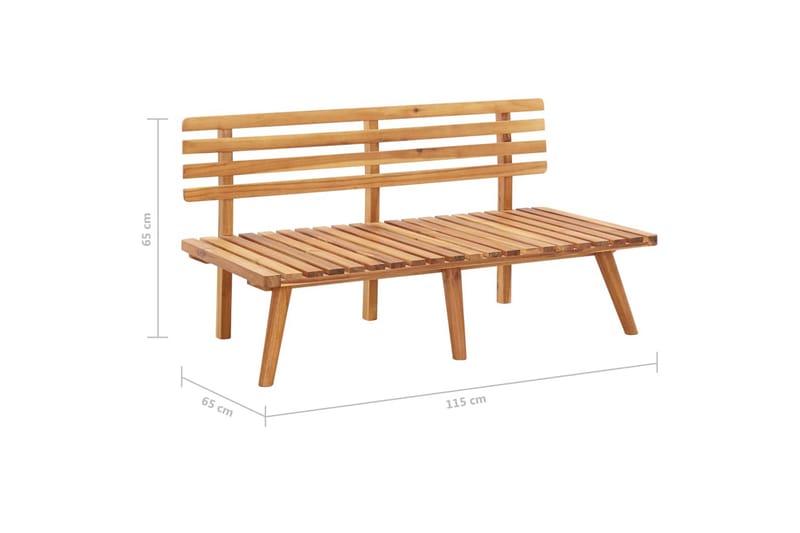 Trädgårdsbänk med dynor 115 cm massivt akaciaträ - Brun - Utemöbler - Utesoffor & bänkar - Trädgårdsbänkar