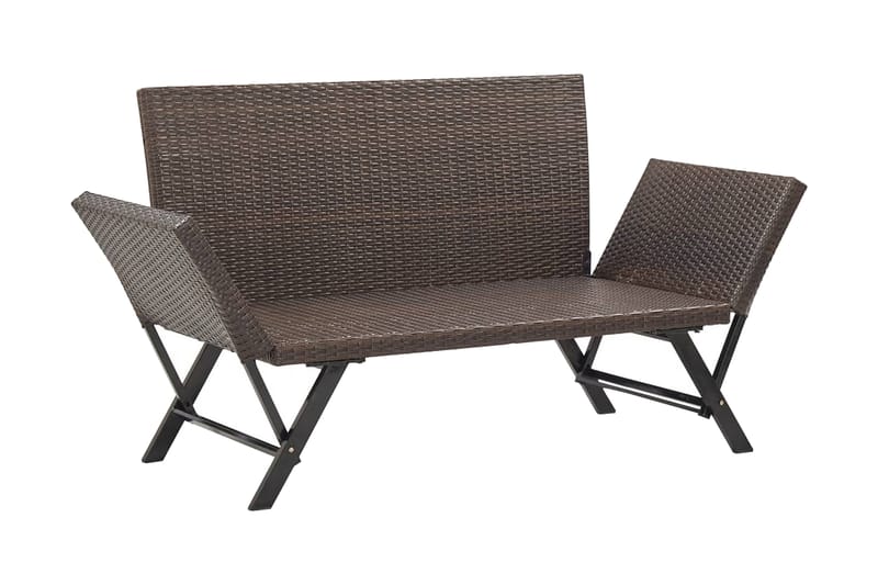 Trädgårdsbänk med dynor 176 cm brun konstrotting - Brun - Utemöbler - Utesoffor & bänkar - Trädgårdsbänkar