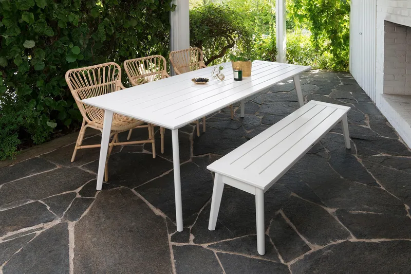 Utestoltö Bänk Utomhus 185 cm Vit - Hillerstorp - Utemöbler - Utesoffor & bänkar - Trädgårdsbänkar