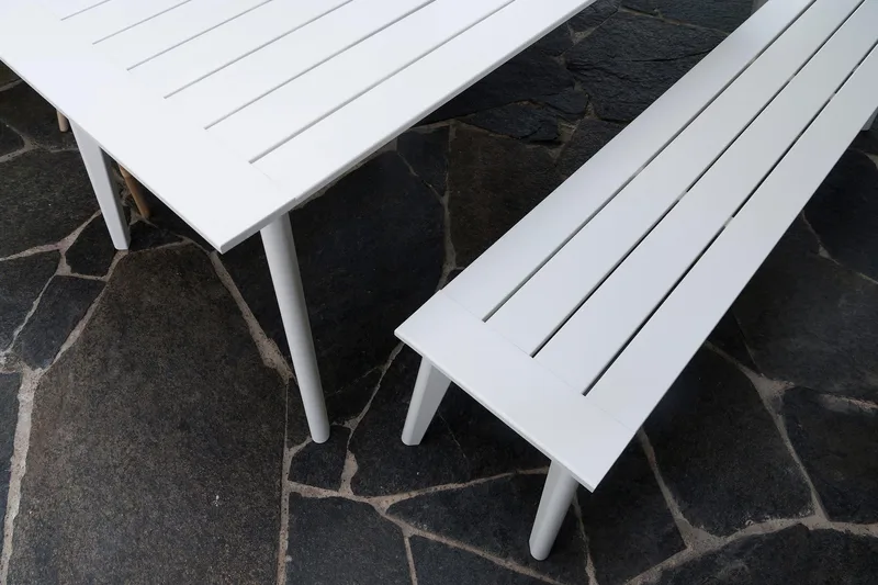 Utestoltö Bänk Utomhus 185 cm Vit - Hillerstorp - Utemöbler - Utesoffor & bänkar - Trädgårdsbänkar