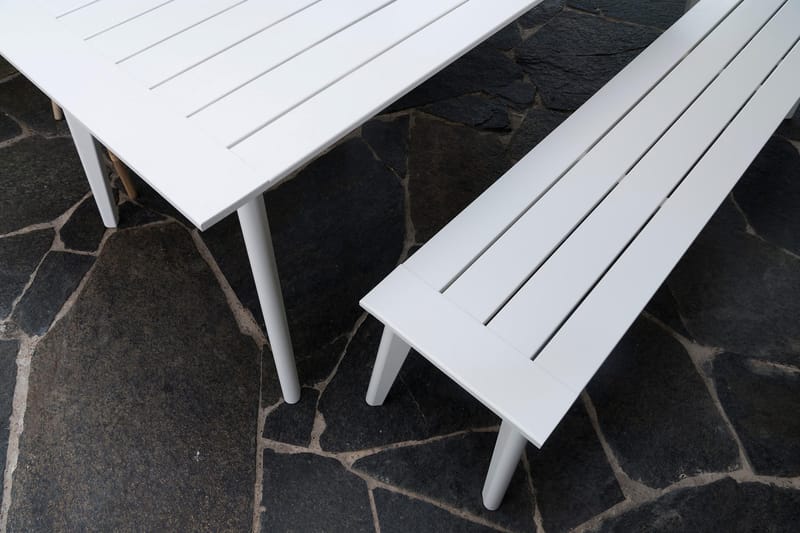 Utestoltö Bänk Utomhus 185 cm Vit - Hillerstorp - Utemöbler - Utesoffor & bänkar - Trädgårdsbänkar
