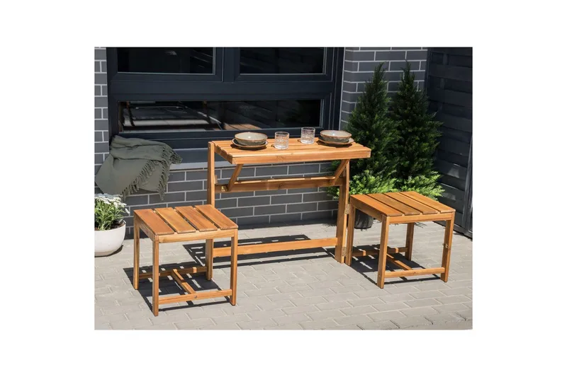 Caféset med konvertibel trädgårdsbänk Tuenno - Utemöbler - Utesoffor & bänkar - Trädgårdssoffa