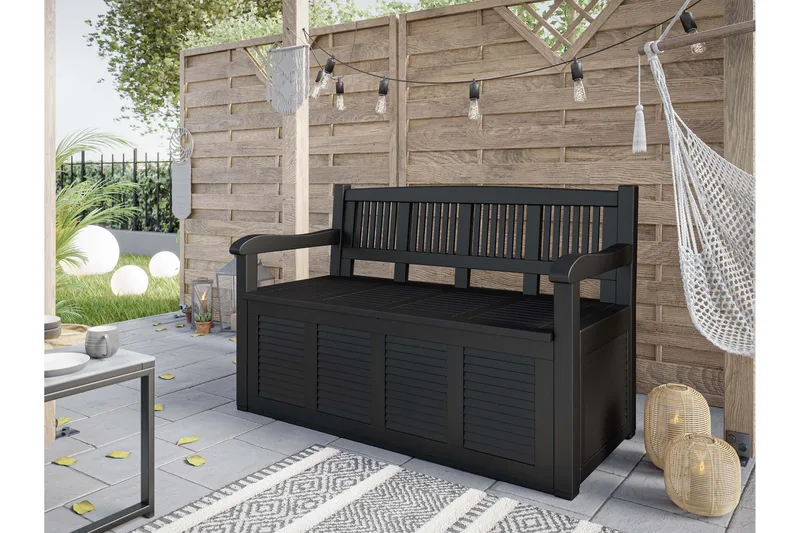 Cliffwyn Utebänk med förvaring - Grå - Utemöbler - Utesoffor & bänkar - Trädgårdssoffa
