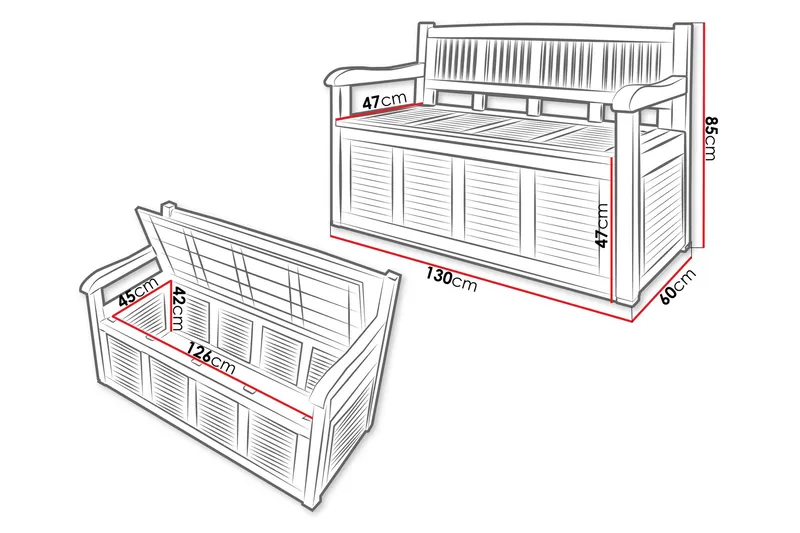Cliffwyn Utebänk med förvaring - Grå - Utemöbler - Utesoffor & bänkar - Trädgårdssoffa