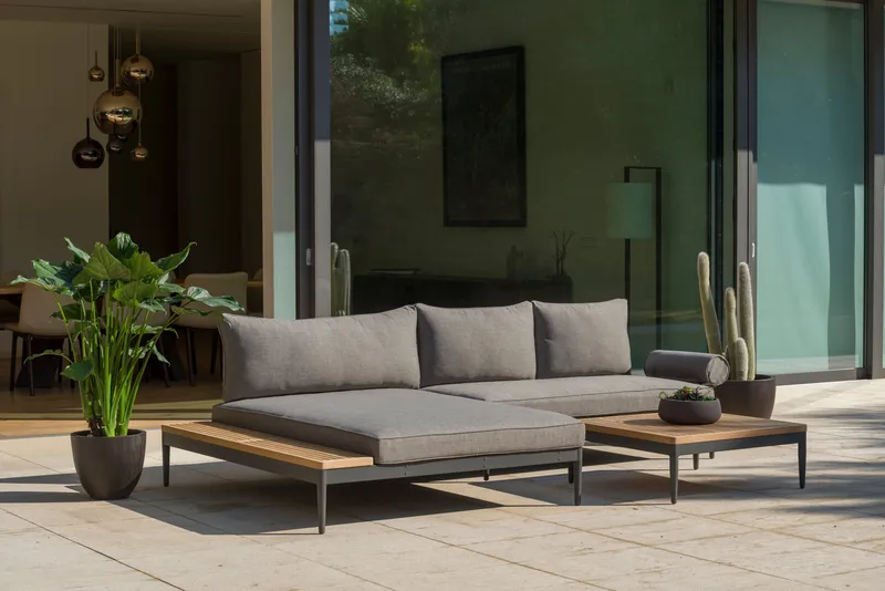 Dagbädd för utomhusbruk TOPAZ XL - Trä/grå - Utemöbler - Utesoffor & bänkar - Loungesoffa