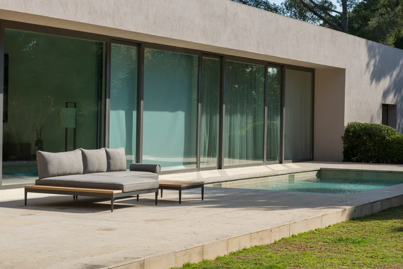 Dagbädd för utomhusbruk TOPAZ XL - Trä/grå - Utemöbler - Utesoffor & bänkar - Loungesoffa