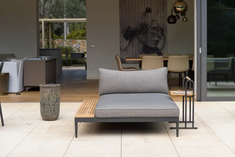 Dagbädd för utomhusbruk TOPAZ XL - Trä/grå - Utemöbler - Utesoffor & bänkar - Loungesoffa