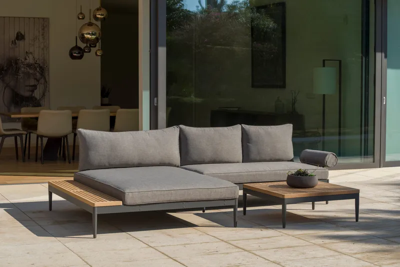 Dagbädd för utomhusbruk TOPAZ XL - Trä/grå - Utemöbler - Utesoffor & bänkar - Loungesoffa