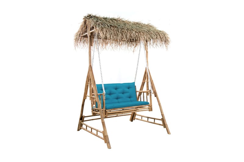 2-sits hammock med palmblad och dyna bambu 202 cm - Brun - Hammockställning - Hammock