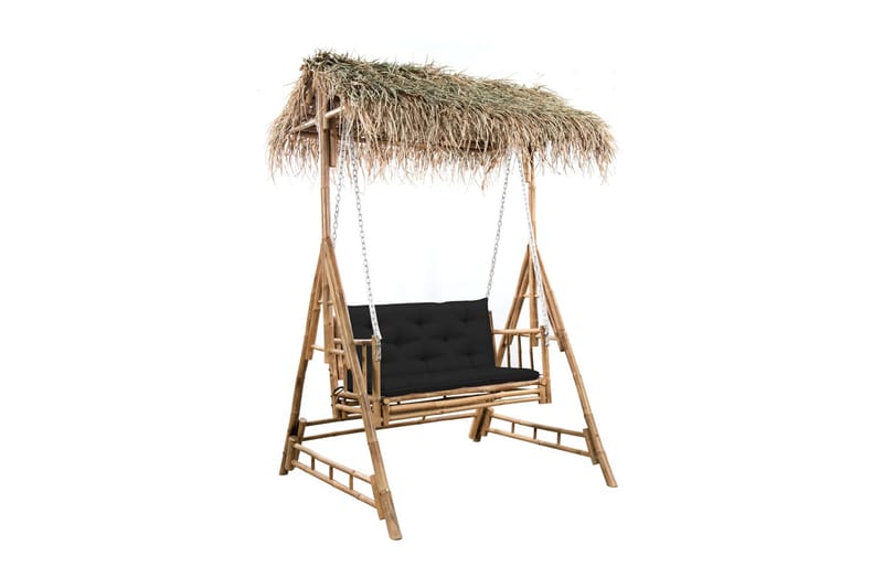 2-sits hammock med palmblad och dyna bambu 202 cm - Brun - Hammock - Hammockställning