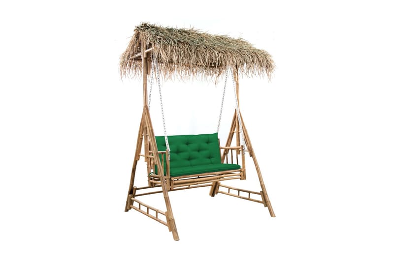2-sits hammock med palmblad och dynor bambu 202 cm - Brun - Hammock - Hammockställning