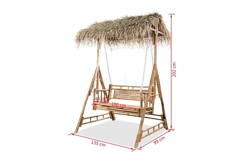 2-sits hammock med palmblad bambu 202 cm - Brun - Hammock - Hammockställning